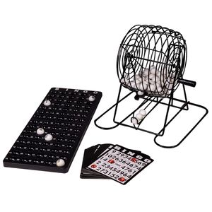 Bingo spel zwart/wit complete set 29 cm nummers 1-75 met molen en bingokaarten   -