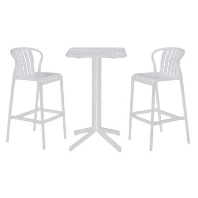 Tafel met twee stoelen Home ESPRIT Wit Metaal Polypropyleen 60 x 60 x 102 cm
