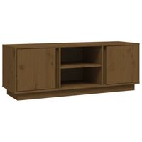 vidaXL Tv-meubel 110x35x40,5 cm massief grenenhout honingbruin - thumbnail