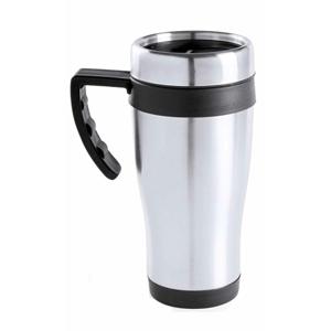 RVS thermosbeker/warmhoud koffiebeker - zwart - 500 ml - Isoleerbekers/reisbekers