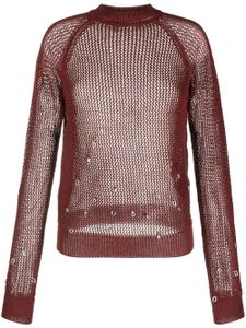 Durazzi Milano pull en maille ajourée à perles - Rouge