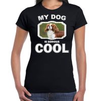 Honden liefhebber shirt Spaniels my dog is serious cool zwart voor dames