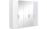 Goossens Kledingkast Easy Storage Ddk, Kledingkast 253 cm breed, 220 cm hoog, 2x glas draaideur en 3x spiegel draaideur midden