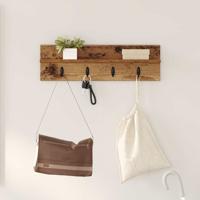 Wandgemonteerde kapstok Oud hout 60 x 10.5 x 18 cm Bewerkt hout