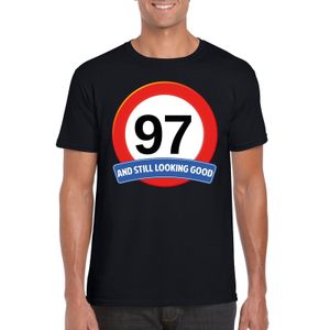 Verkeersbord 97 jaar t-shirt zwart heren