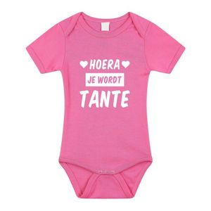 Hoera je wordt tante cadeau baby rompertje roze voor meisjes 92 (18-24 maanden)  -