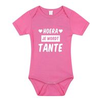 Hoera je wordt tante cadeau baby rompertje roze voor meisjes