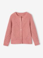 Gebreid chenille vest voor meisjes met ajourwerk rozenhout - thumbnail
