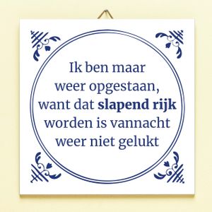 Tegeltje Slapend Rijk Worden