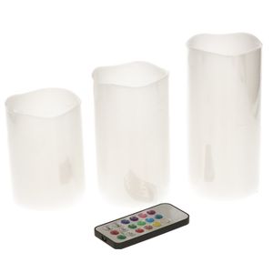 Set van 3x LED kaarsen color changing met afstandsbediening
