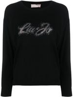 LIU JO logo-rhinestone long-sleeve jumper - Noir - thumbnail