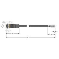 Turck 6625505 Sensor/actuator aansluitkabel Aantal polen (sensoren): 4 10 m 1 stuk(s)