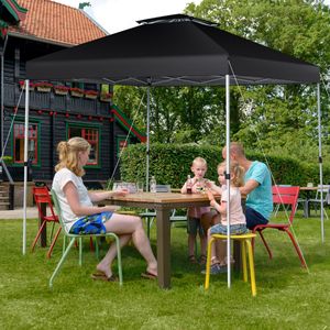 3 x 3 m Pop-Up Paviljoen Tuinpaviljoen met Dubbel Geventileerd Dak en Draagtas op Wieltjes UV-Bescherming 50+ Tuintent (Zwart)