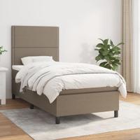 Boxspring met matras stof taupe 90x190 cm
