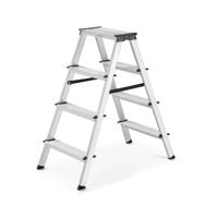 Aluminium ladder met 3 treden, zilvergrijs-inktzwart / 4 treden