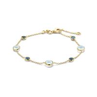 14k Geelgouden Armband met Blauwe Topaas en London Blue - 17-19 cm