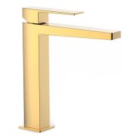 Wastafelkraan Tres Slim | Opbouw | Mengkraan | Hoog model | 1-hendel | Vierkant | 24k Goud glans