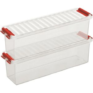 2x Opberg boxen/opbergdozen 1,3 liter 27 x 8,4 x 9 cm kunststof