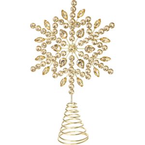 Kerstboom piek - ster vorm - goud met steentjes - H26 cm