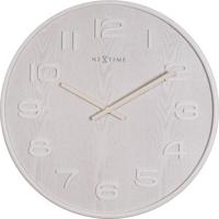 NeXtime klok 3096wi wood wood medium, ø35.5 cm,wall, white