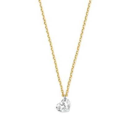 18k Geelgouden Collier met Hartvormige Diamant 0.20ct - 40-44 cm