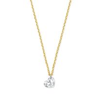 18k Geelgouden Collier met Hartvormige Diamant 0.20ct - 40-44 cm