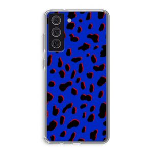 Blue Leopard: Samsung Galaxy S21 FE Transparant Hoesje