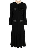 SANDRO ribbed-knit flared midi dress - BLACK