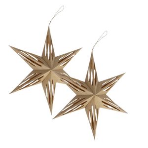 2x stuks papieren decoratie kerstster lampionnen lichtbruin 40 cm - Kerststerren