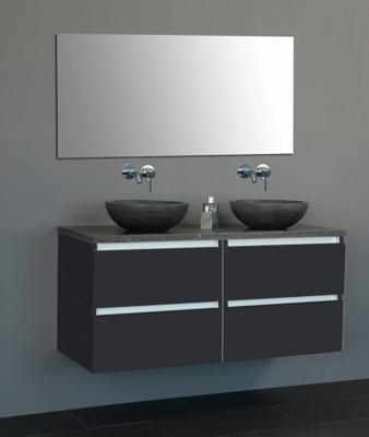Badmeubel Trend Dynasty met 2 ronde kommen 120 Hoogglans Antraciet met 4 lades Badmeubel Trend Dynasty met 2 ronde kommen 120 Hoogglans Antraciet met 4 lades