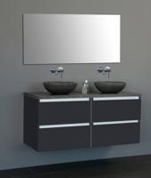 Badmeubel Trend Dynasty met 2 ronde kommen 120 Hoogglans Antraciet met 4 lades