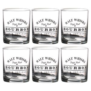 Urban Living whiskey/water/drinkglazen Comptoir - gedecoreerd glas - 6x stuks - 280 ml