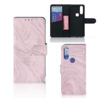 Motorola One Macro Bookcase Marble Pink - Origineel Cadeau Vriendin - thumbnail