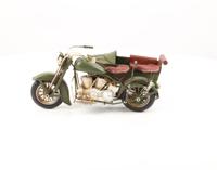 EEN BLIKKEN MODEL VAN EEN MOTORFIETS MET ZIJSPAN