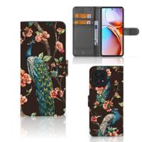 Motorola Edge 40 Pro | Telefoonhoesje | Met pasjeshouder | Pauw met Bloemen
