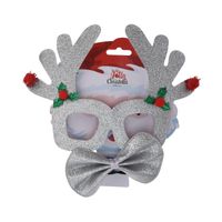 Zilveren kerst feestbril met vlinderstrikje 17 cm Kerstaccessoires