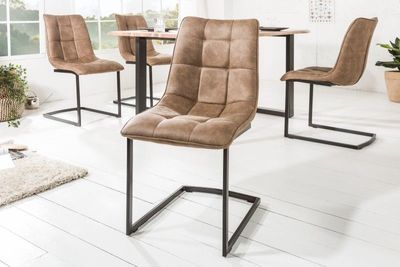 Design sledestoel MIAMI taupe bruin metalen frame mat zwart - 39856