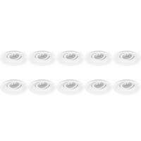 Ronde Kantelbare Inbouwspot 10 Pack - GU10 - Wit Aluminium - Ø105mm
