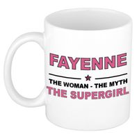 Naam cadeau mok/ beker Fayenne The woman, The myth the supergirl 300 ml - Naam mokken - thumbnail