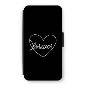 Forever heart black: iPhone 12 Pro Flip Hoesje