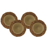 Set van 8x stuks kerstdiner onderborden rond goud 36 cm