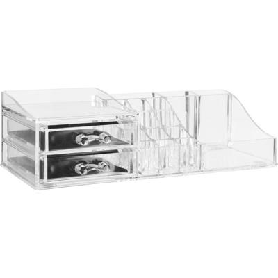 5Five Make-up organizer - 19 vakken en 2 lades - transparant - 30 x 9 cm - kunststof