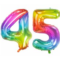 Grote folie ballonnen cijfer 45 in het glimmend multi-kleuren 86 cm