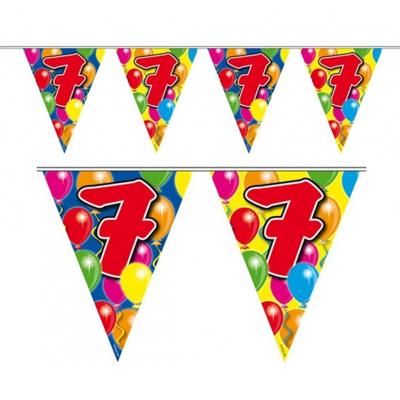Vlaggenlijn 7 jaar - 10 meter - plastic - leeftijd vlaggetjes - versiering 7e verjaardag