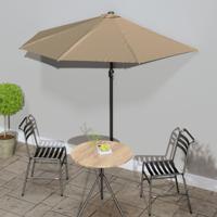 Balkonparasol half met aluminium paal 270x144 cm taupe - thumbnail