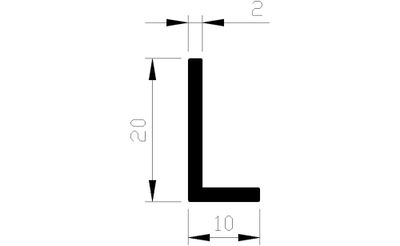 Hoekprofiel alu brute 20x10x2mm (5mtr)