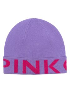 PINKO bonnet en maille à logo intarsia - Violet