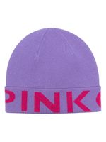 PINKO bonnet en maille à logo intarsia - Violet