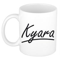 Naam cadeau mok / beker Kyara met sierlijke letters 300 ml   - - thumbnail