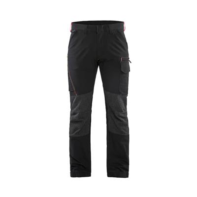 Blåkläder Service werkbroek met 4-weg stretch 14221645 | Zwart/Rood | Maat 56 - 7330509735053